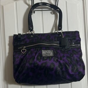 Coach Purple and Black Animal Print Tote